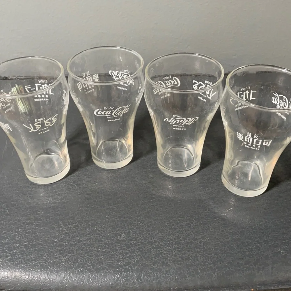 Collectible Coca Cola 5 language glasses